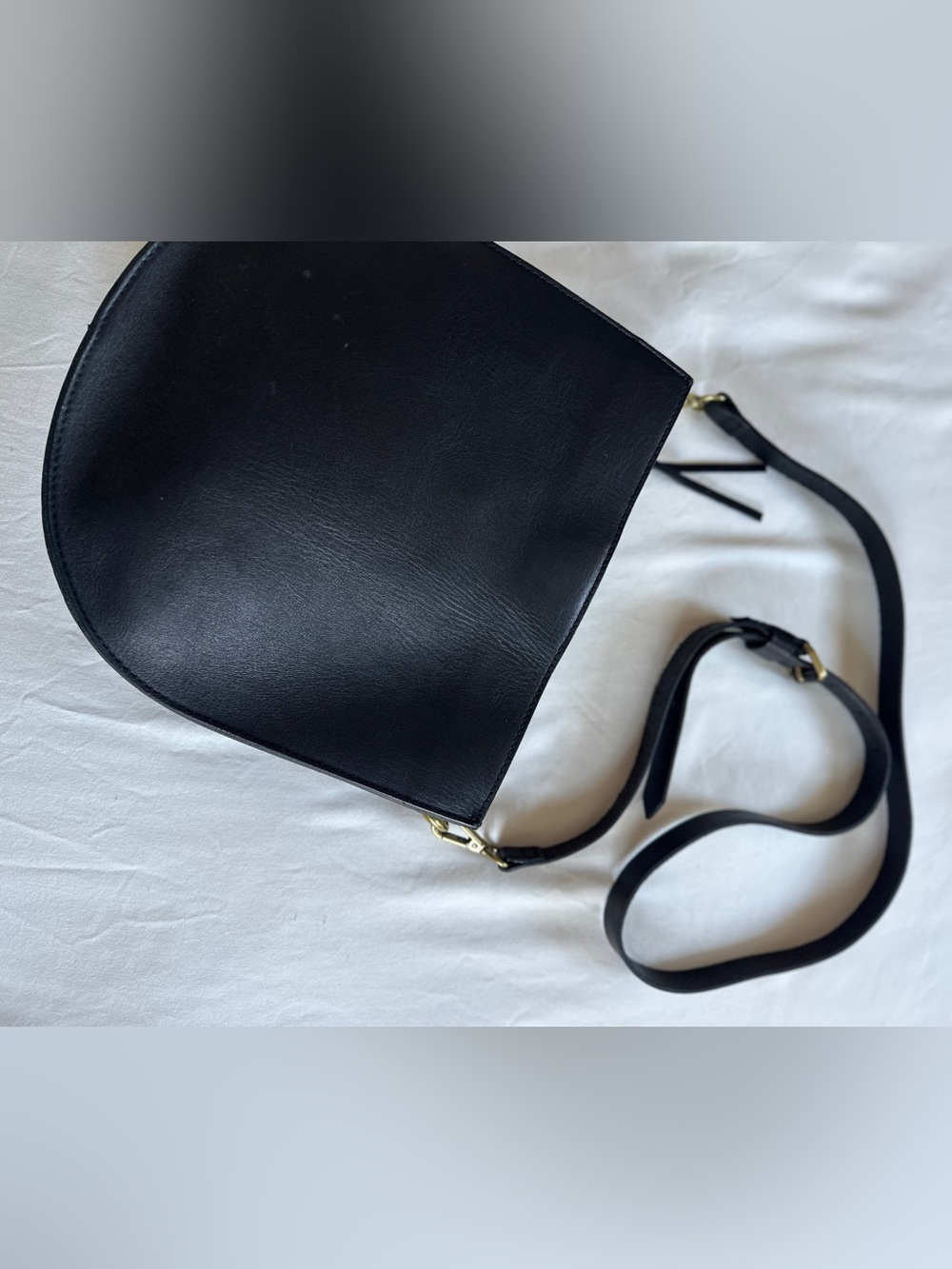 Madewell The Transport Saddlebag 2 Compartment Black Leather Crossbody Bag